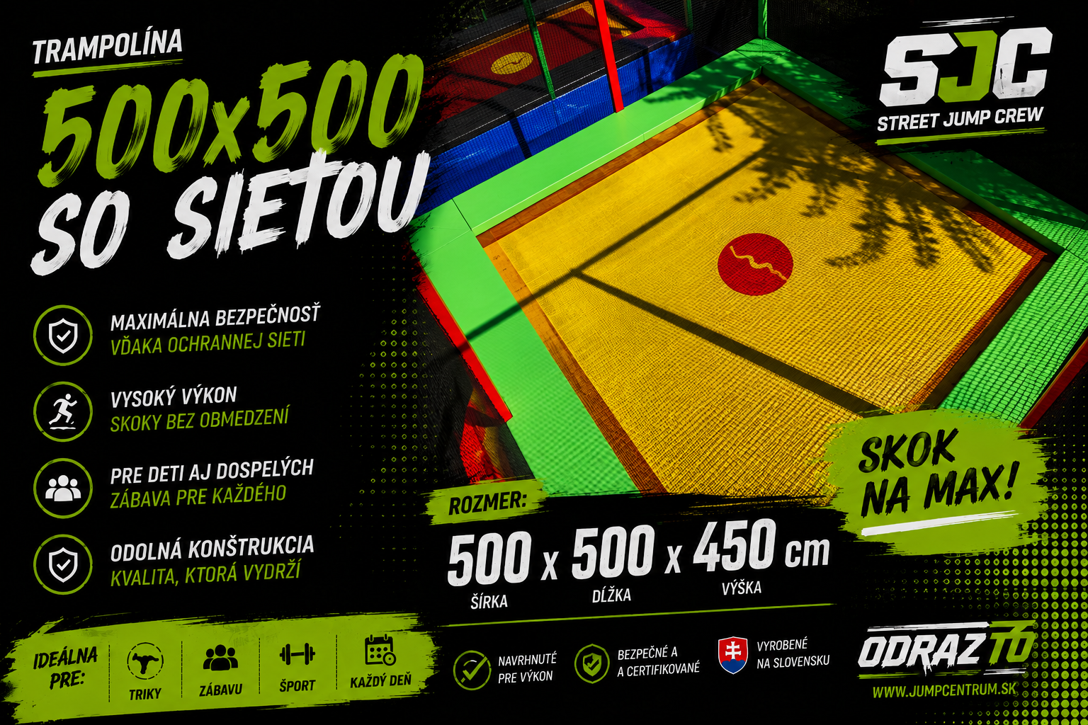 BANER Trampolina Ix1 500x500x450cm